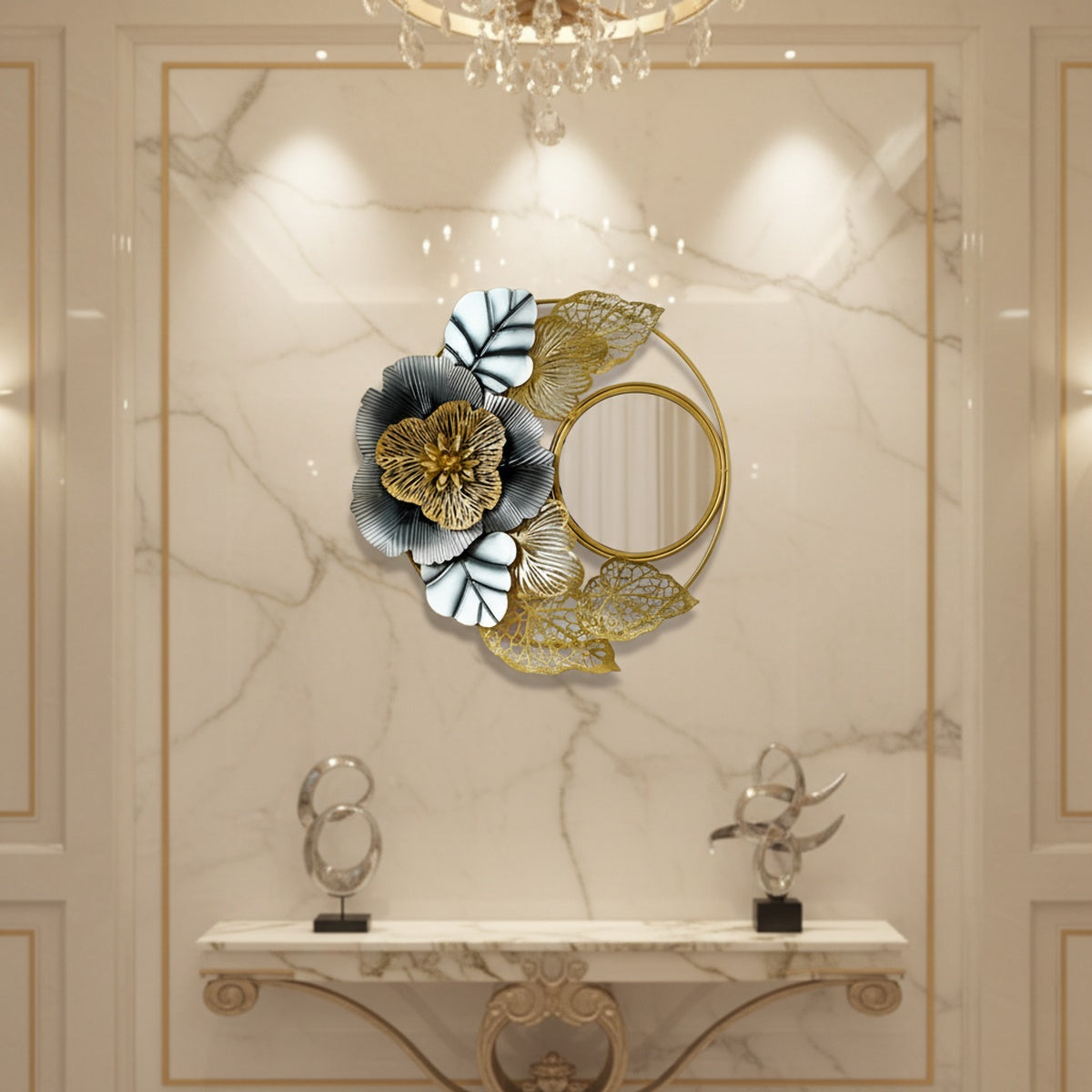 Floral Bloom Metal Wall Mirror