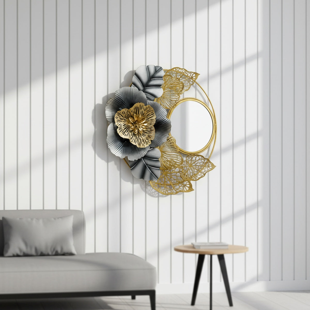 Floral Bloom Metal Wall Mirror