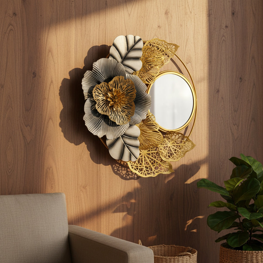 Floral Bloom Metal Wall Mirror