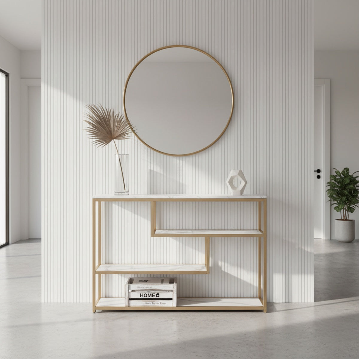 Geometric Gold Marble Console Table