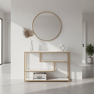 Geometric Gold Marble Console Table