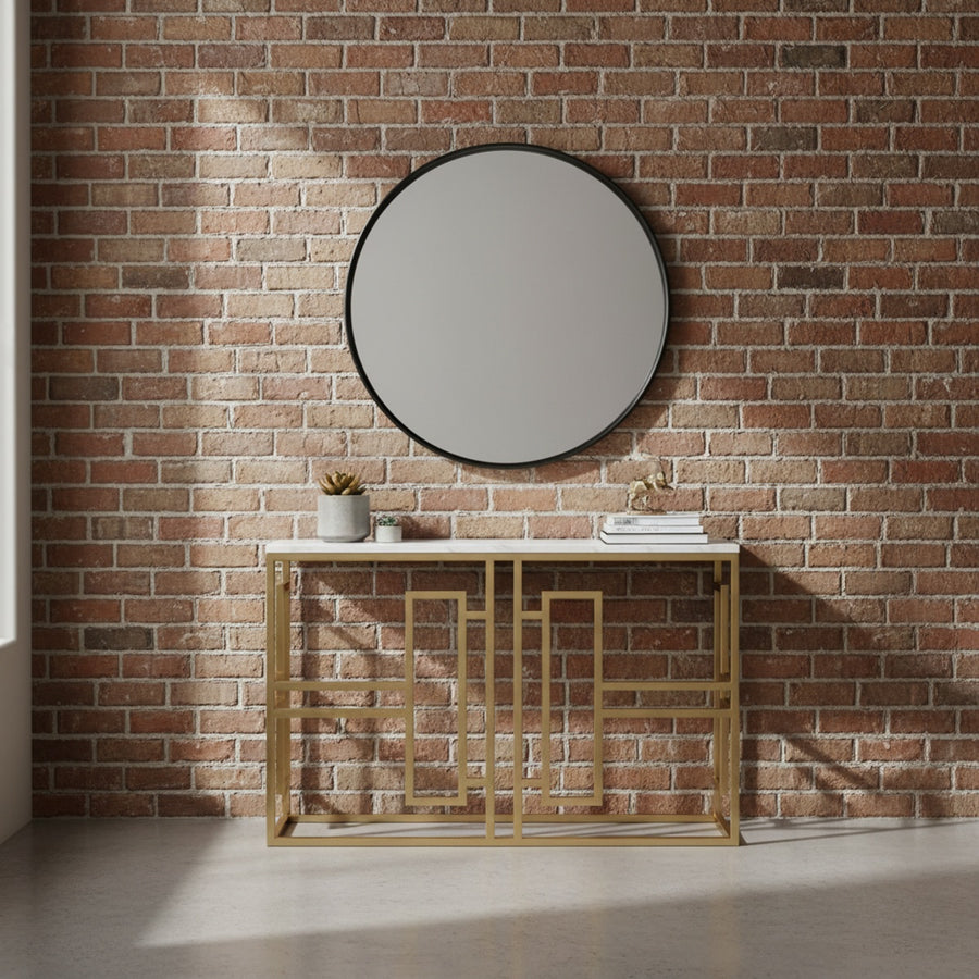 Geometric Gold Marble Console Table