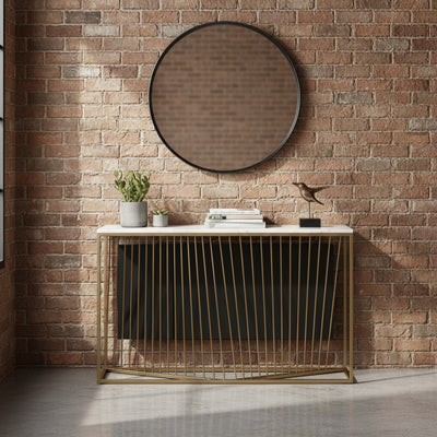 Geometric Gold White Marble Console Table