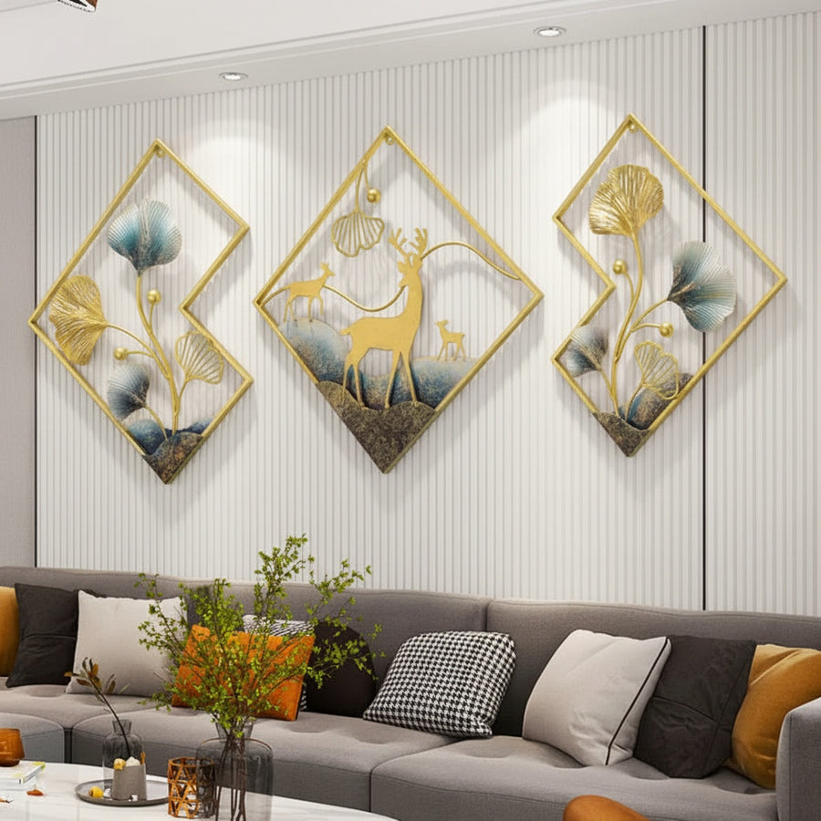 Ginkgo Deer Metal Wall Art