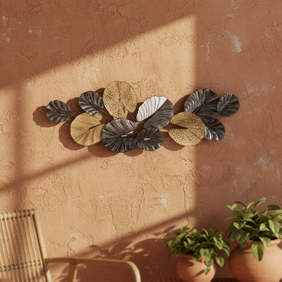 Gold Black Leaves Metal Wall Art