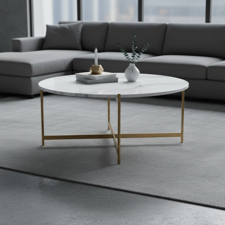Gold Cross Marble Coffee Table