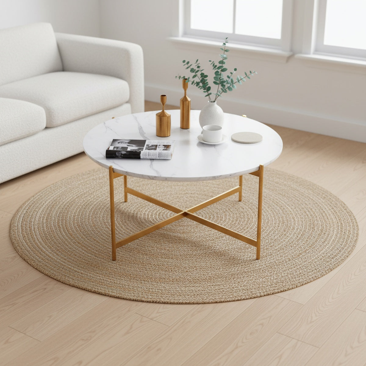 Gold Cross Marble Coffee Table