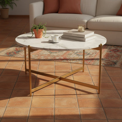 Gold Cross Marble Coffee Table