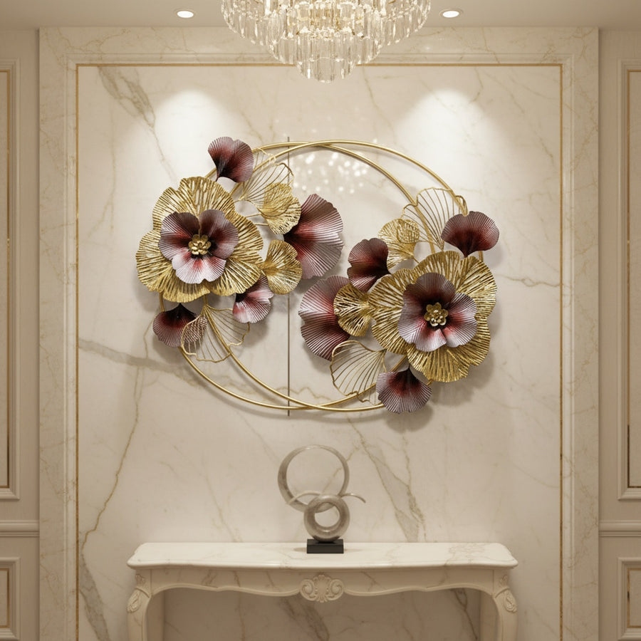 Gold Floral Metal Wall Art