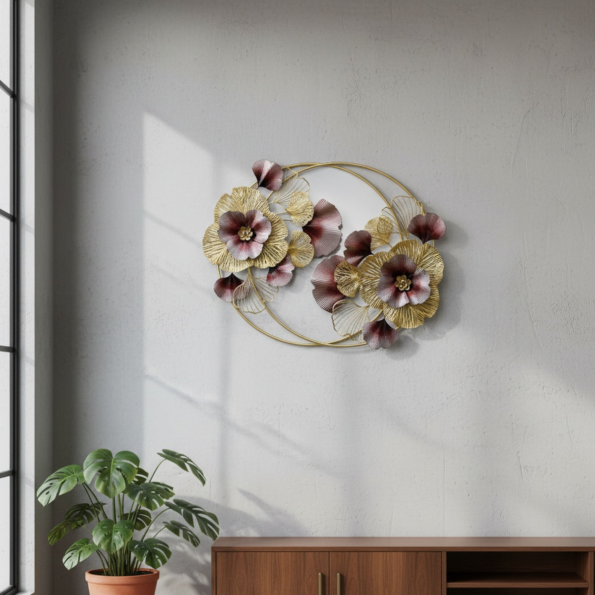 Gold Floral Metal Wall Art