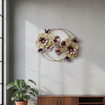 Gold Floral Metal Wall Art