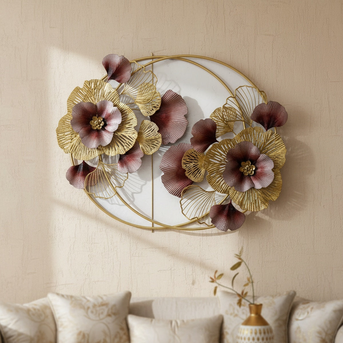 Gold Floral Metal Wall Art