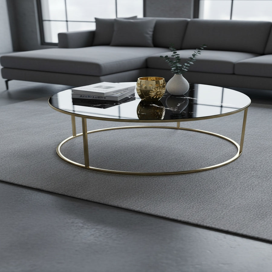 Gold Geometric Black Marble Coffee Table