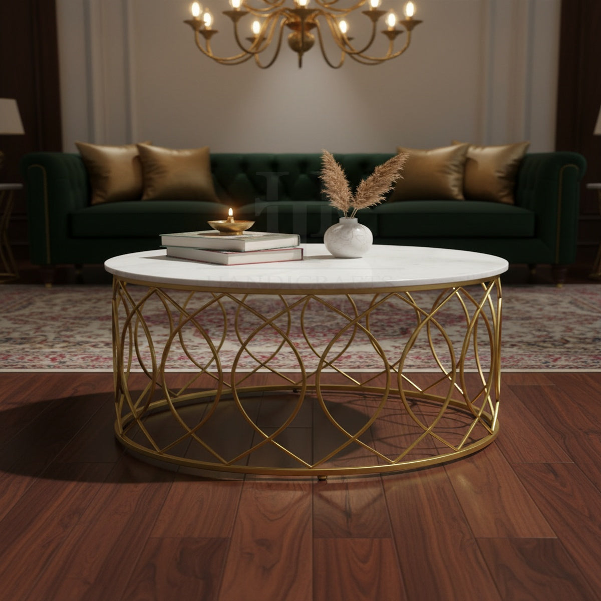 Gold Geometric Marble Centre Table