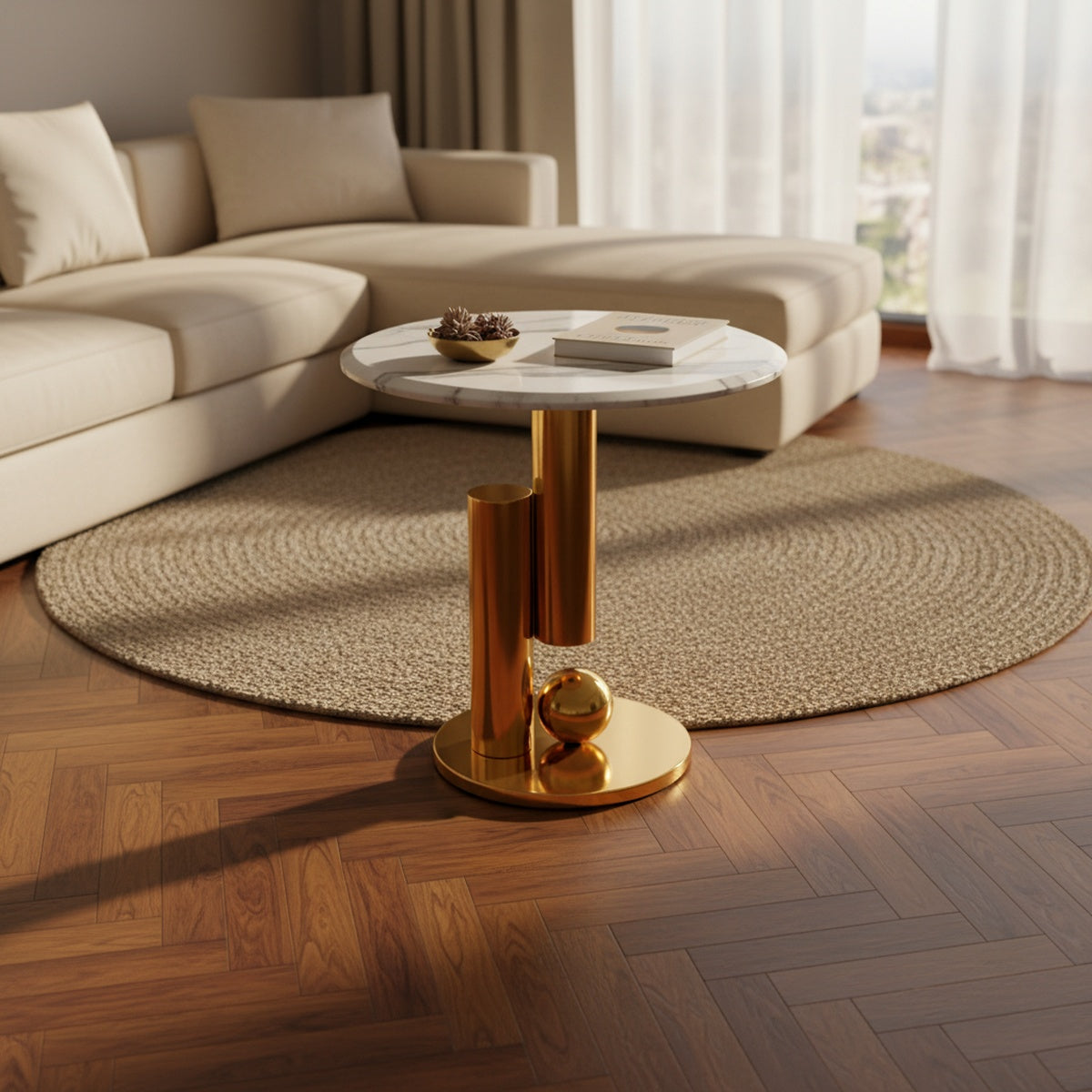 Gold Geometric Marble Side Table