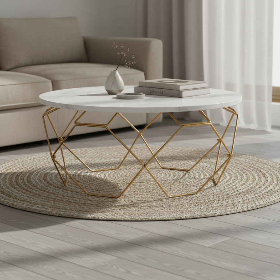 Gold Geometric Marble Coffee Table | Designer
