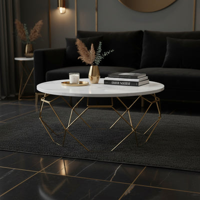 Gold Geometric Marble Coffee Table | Designer