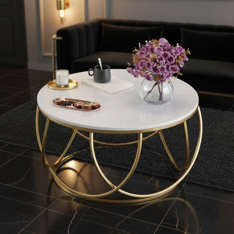 Gold Geometric Marble Coffee Table | Contemporary