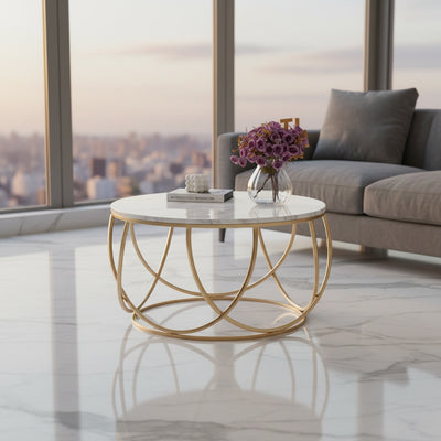 Gold Geometric Marble Coffee Table | Contemporary