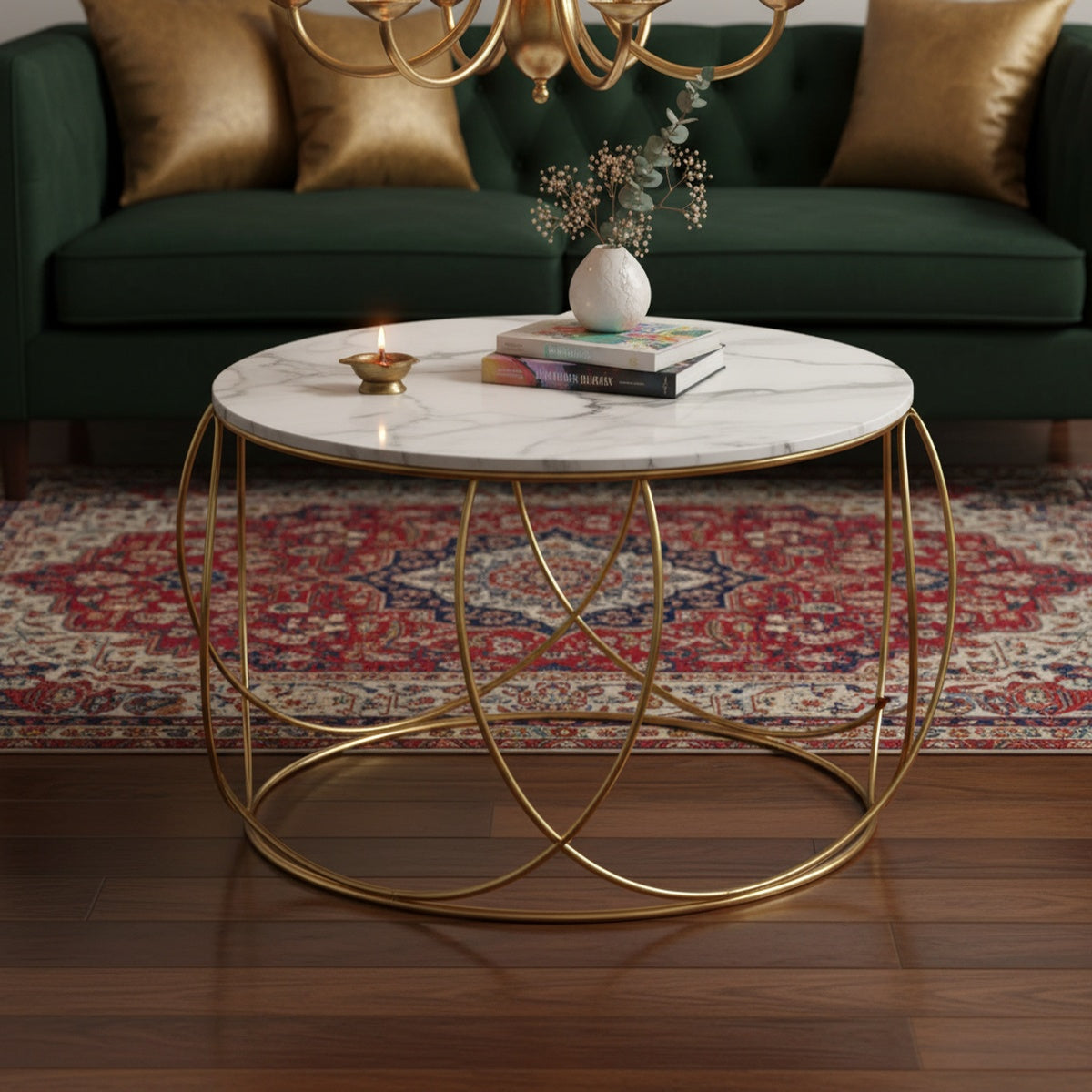 Gold Geometric Marble Coffee Table | Contemporary