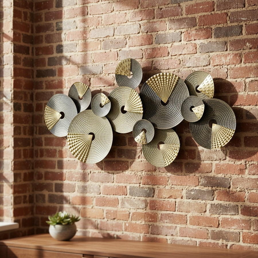 Gold Gray Metal Wall Art