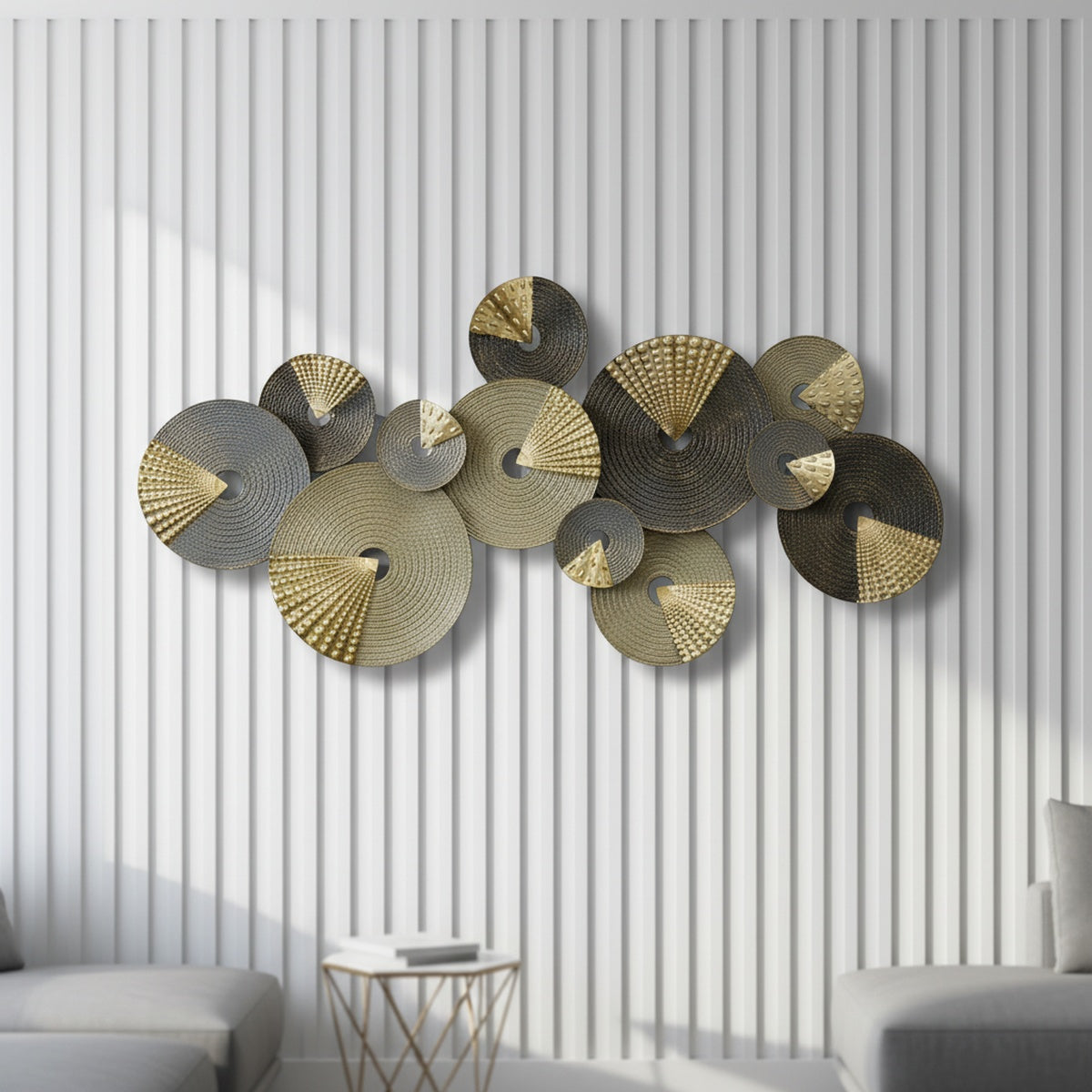Gold Gray Metal Wall Art