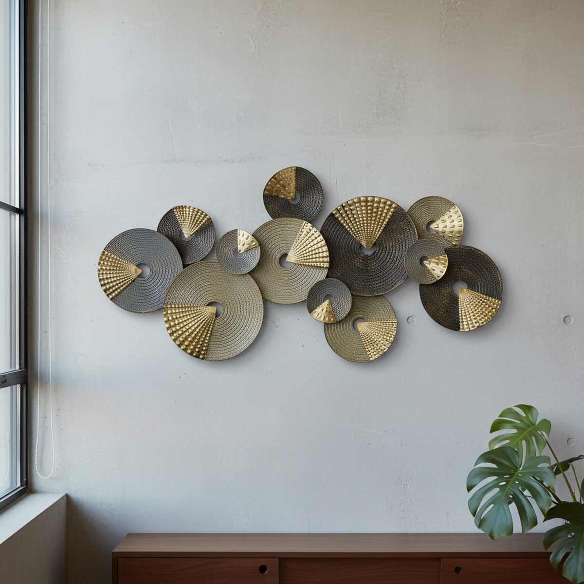 Gold Gray Metal Wall Art