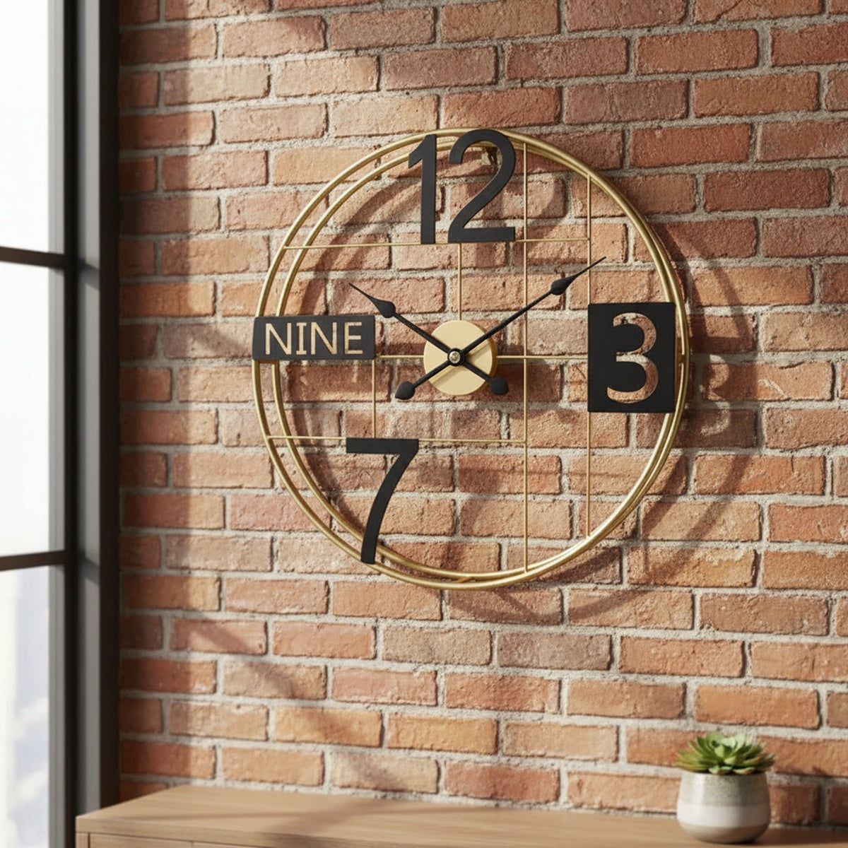 Gold Grid Metal Wall Clock