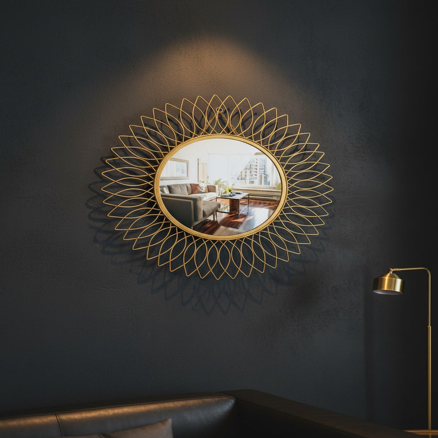 Gold Leaf Metal Wall Mirror