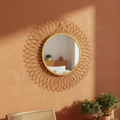 Gold Leaf Metal Wall Mirror