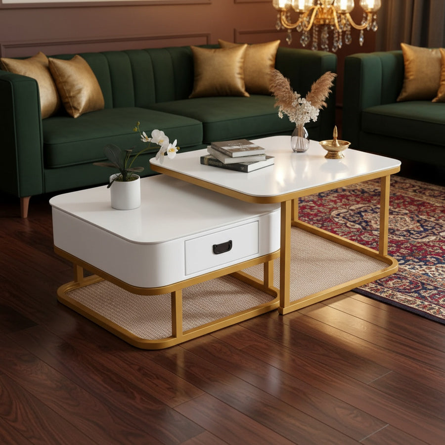 Gold Marble Coffee Table Set of 2