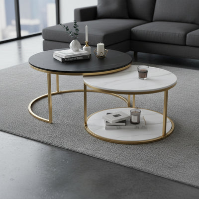 Gold Marble Nesting Coffee Table Set of 2