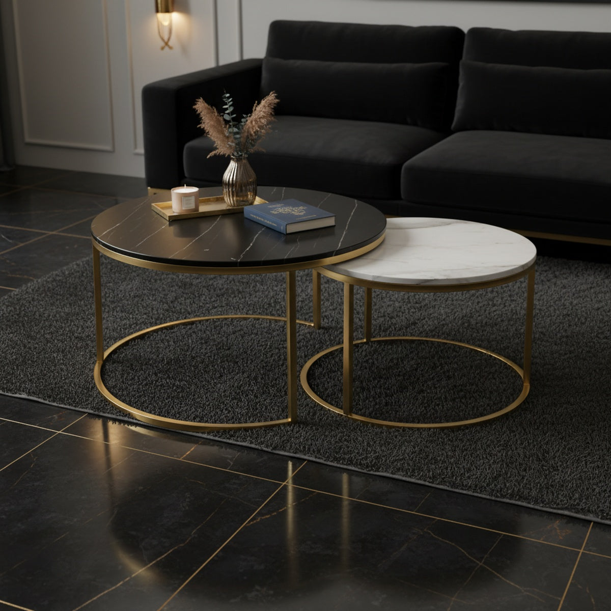 Gold Marble Nesting Coffee Table Set of 2