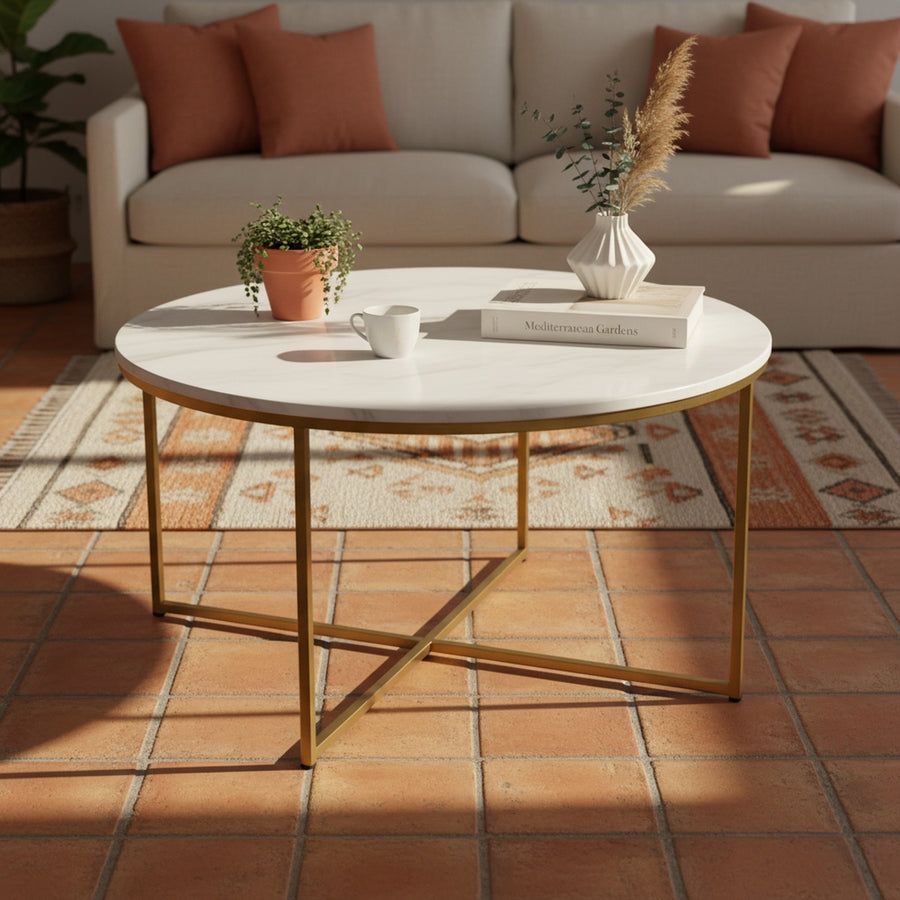 Gold Marble Round Centre Table