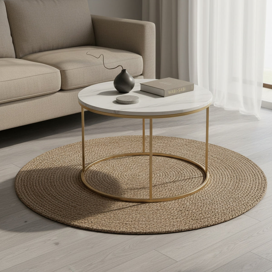 Gold Round Marble Coffee Table | Minimalist