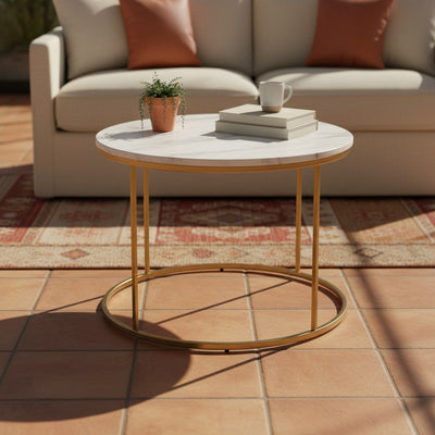 Gold Round Marble Coffee Table | Minimalist