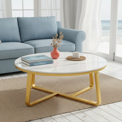 Gold Round Marble Coffee Table | Classic