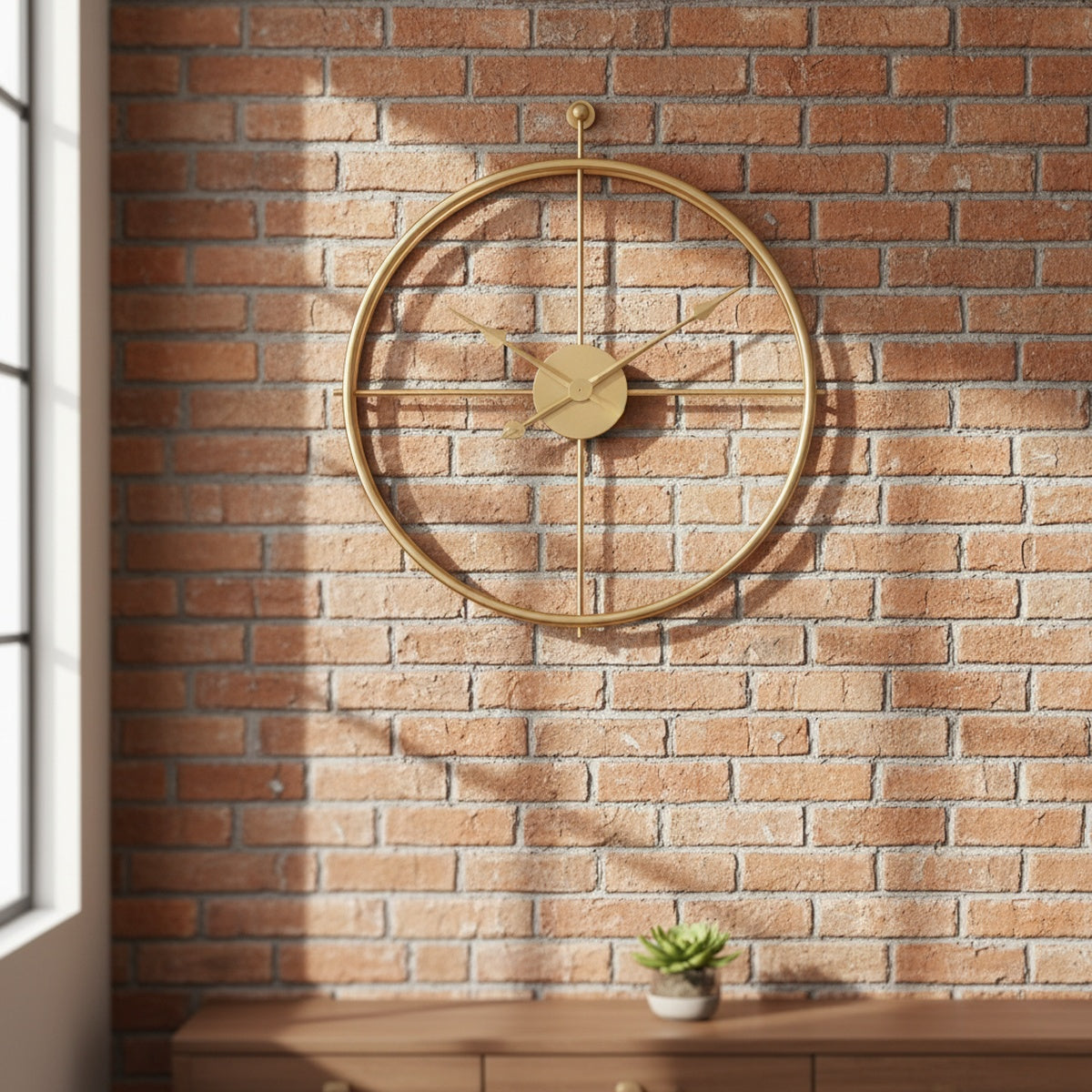 Gold Round Metal Wall Clock
