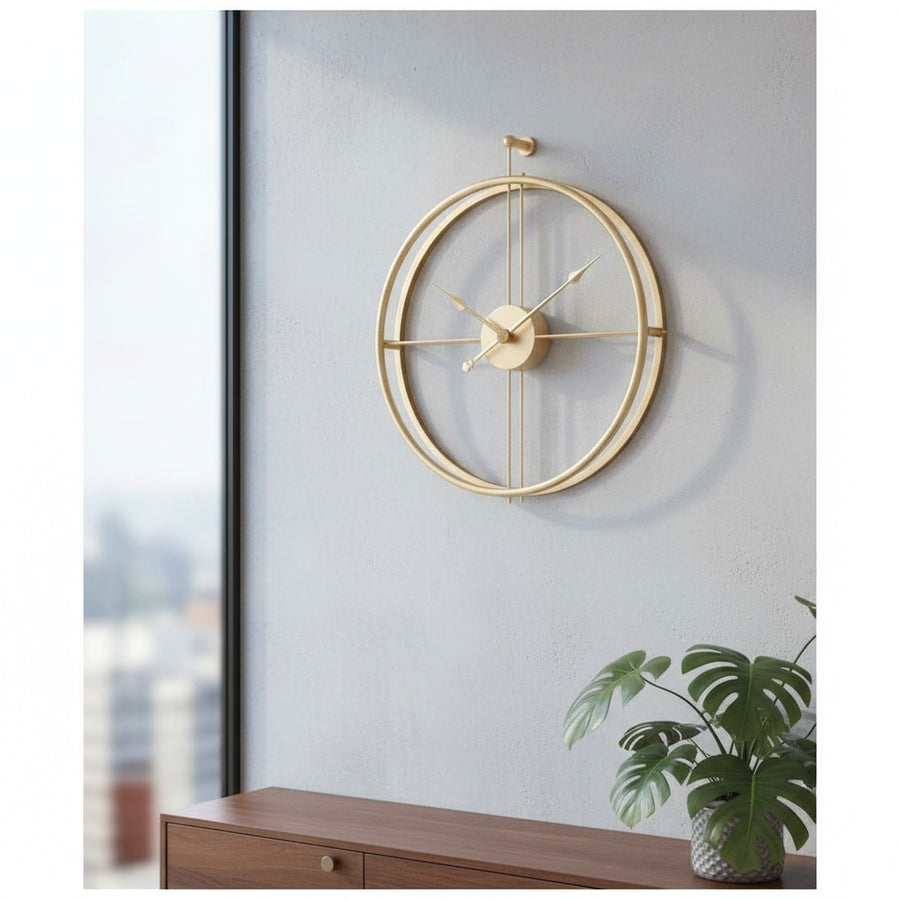 Gold Round Metal Wall Clock