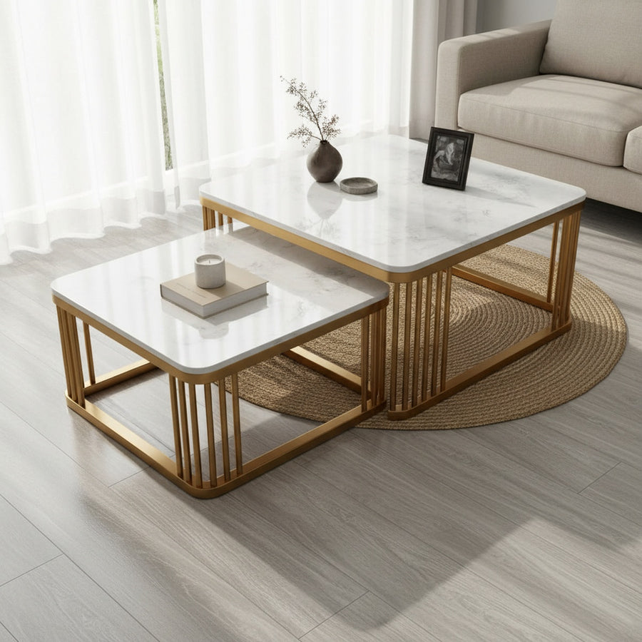 Marble Square Nesting Tables | Set of 2