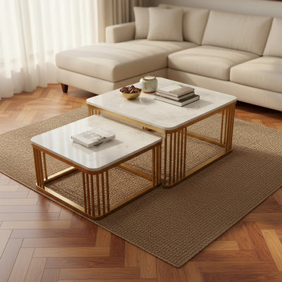 Marble Square Nesting Tables | Set of 2