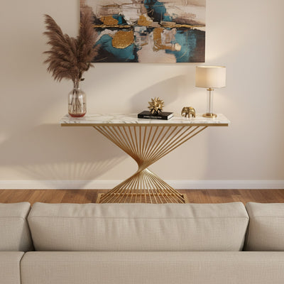 Gold Swirl Marble Console Table