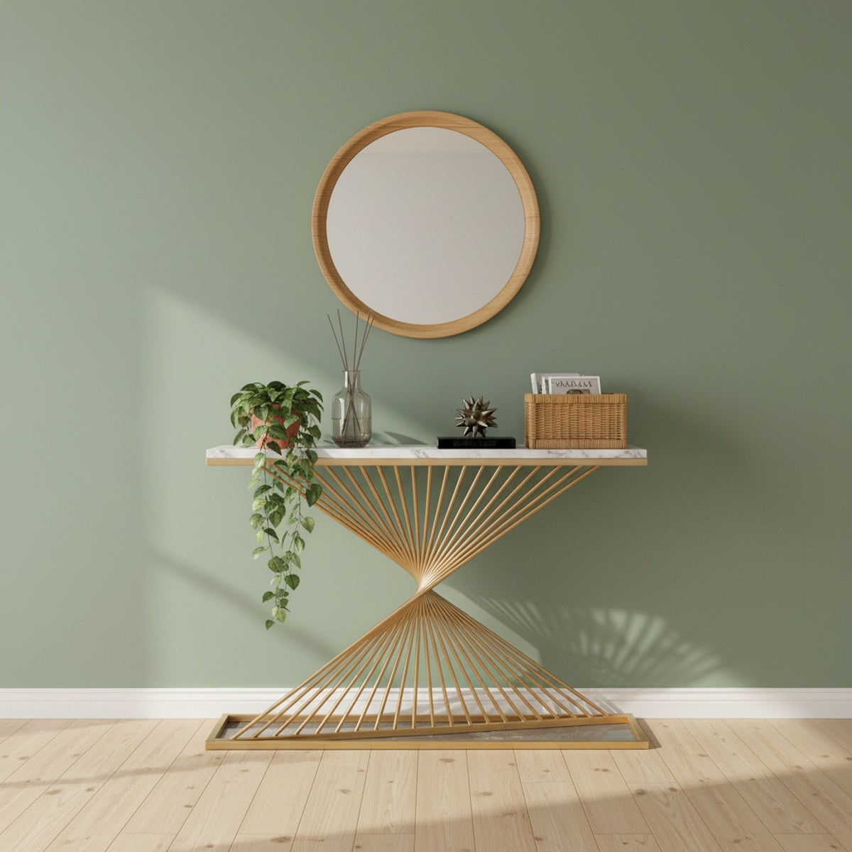 Gold Swirl Marble Console Table