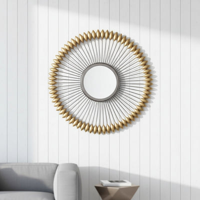 Golden Bead Metal Wall Mirror