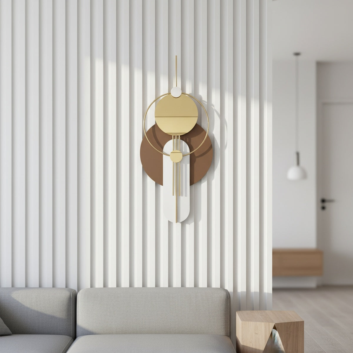 Golden Brown Circle Metal Wall Art