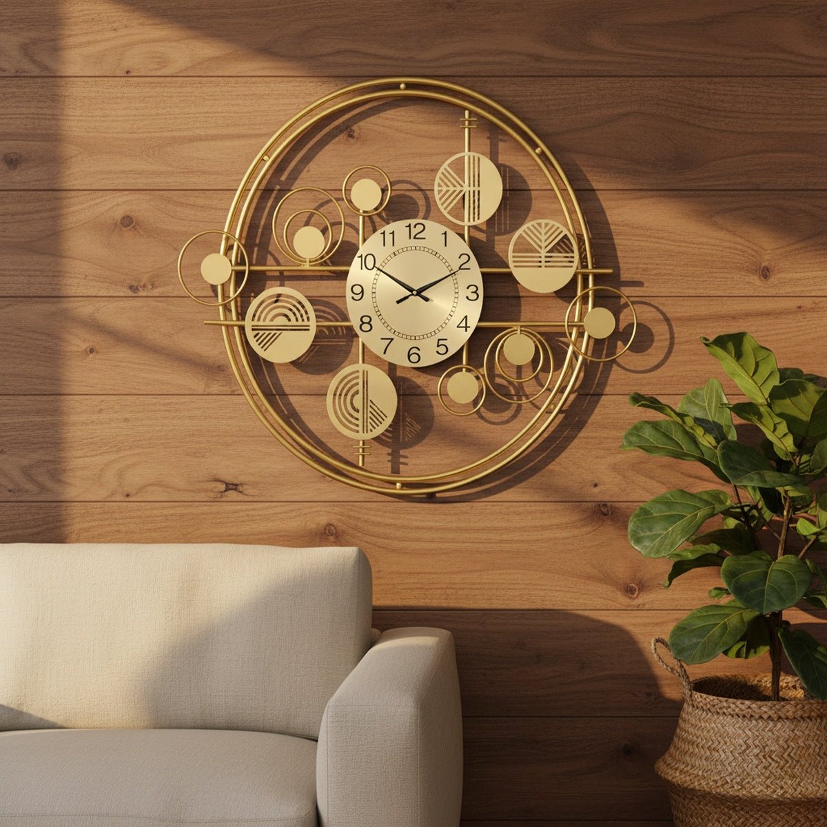 Golden Circle Patterns Wall Clock