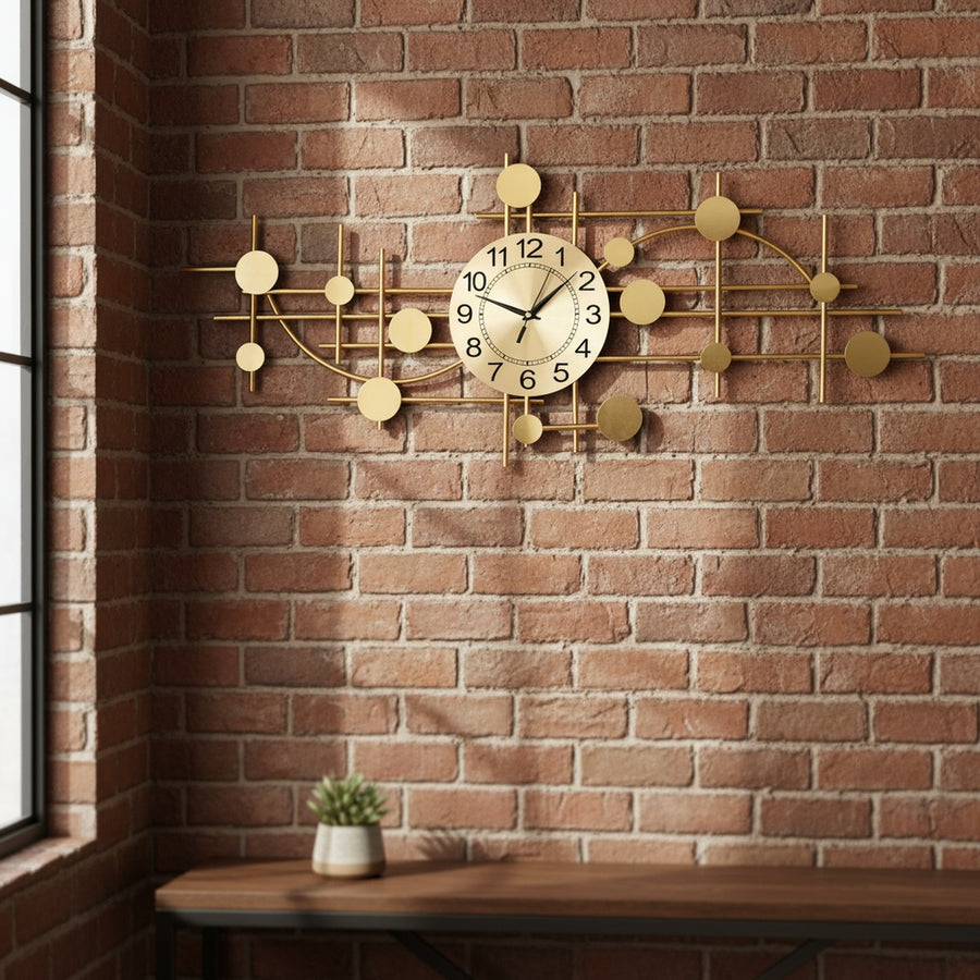 Golden Circles Metal Wall Clock