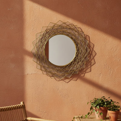 Golden Crisscross Metal Wall Mirror