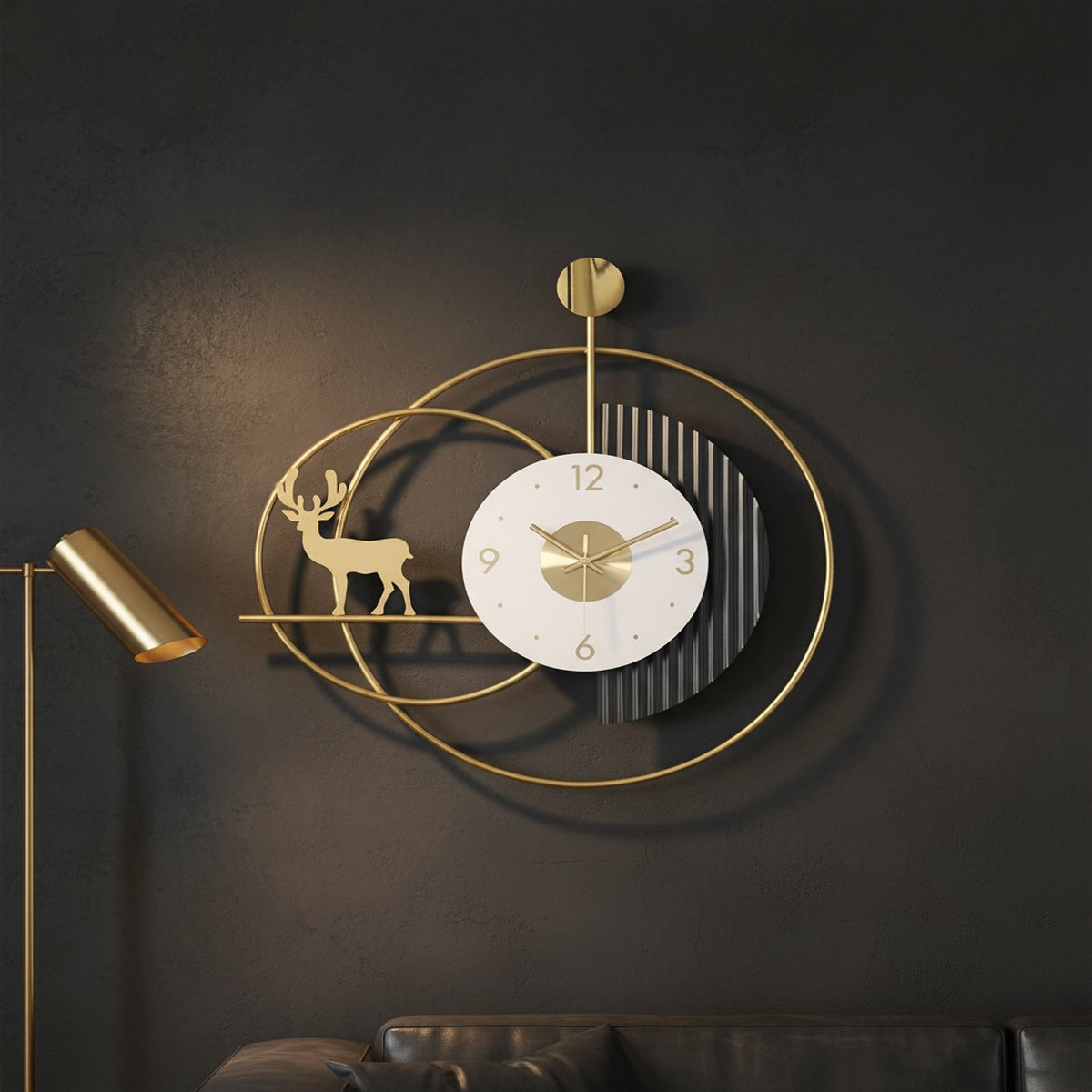 Golden Deer Metal Wall Clock