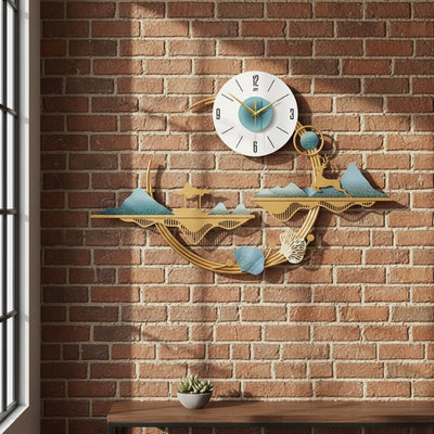 Golden Deer Metal Wall Clock